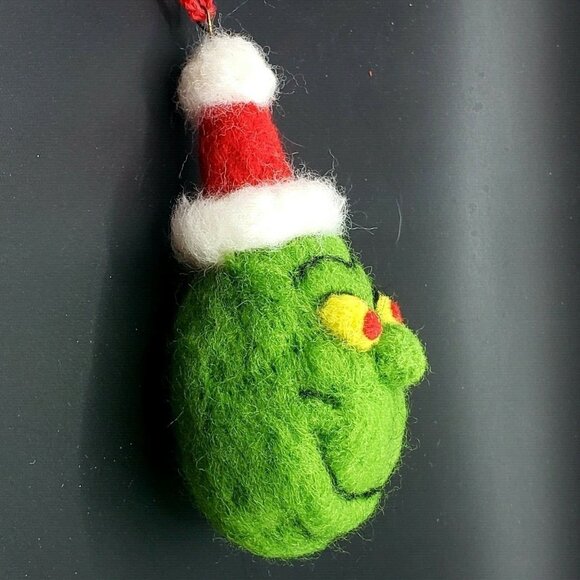 Handmade Felted Wool Santa Monster Ornament Green Halloween Creepy Christmas - Picture 4 of 8
